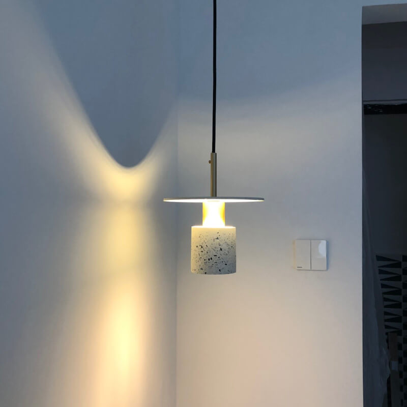 Suspension Luminaire Cylindrique à 1 Lumière en Terrazzo Nordique 