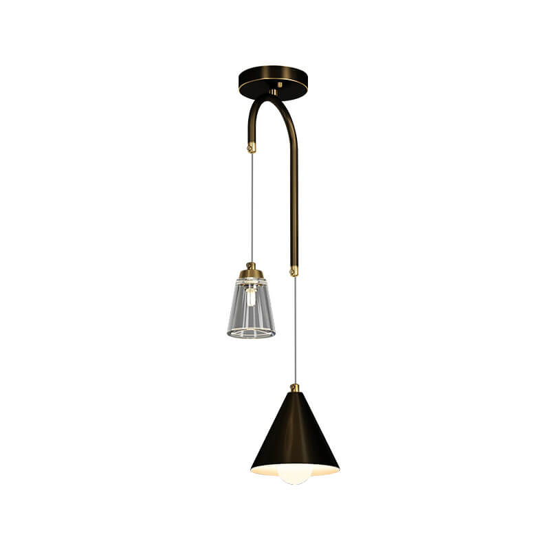 Modern Metal Cone Glass 2-Light LED Pendant Light