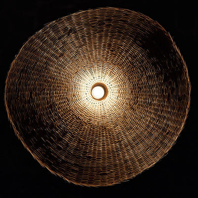 1-flammige Strohhut-Pendelleuchte aus geflochtenem Bambus 