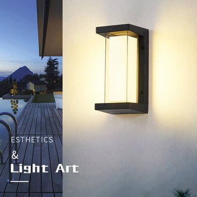 Lampe murale moderne étanche à LED rectangulaire à 1 lumière pour l'extérieur 