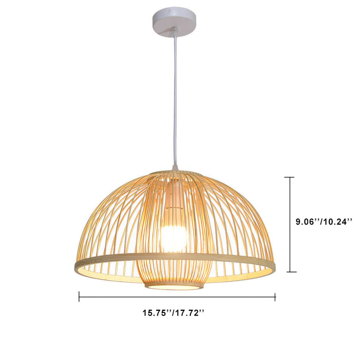 Moderne Rattan 1-Licht Kuppel Pilz Pendelleuchte 