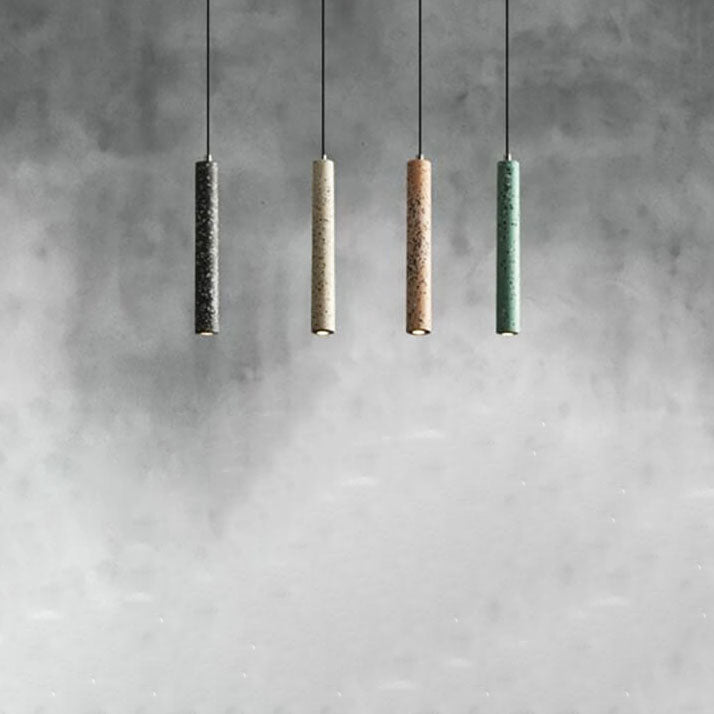 Lámpara colgante LED de tira larga de cemento multicolor retro 