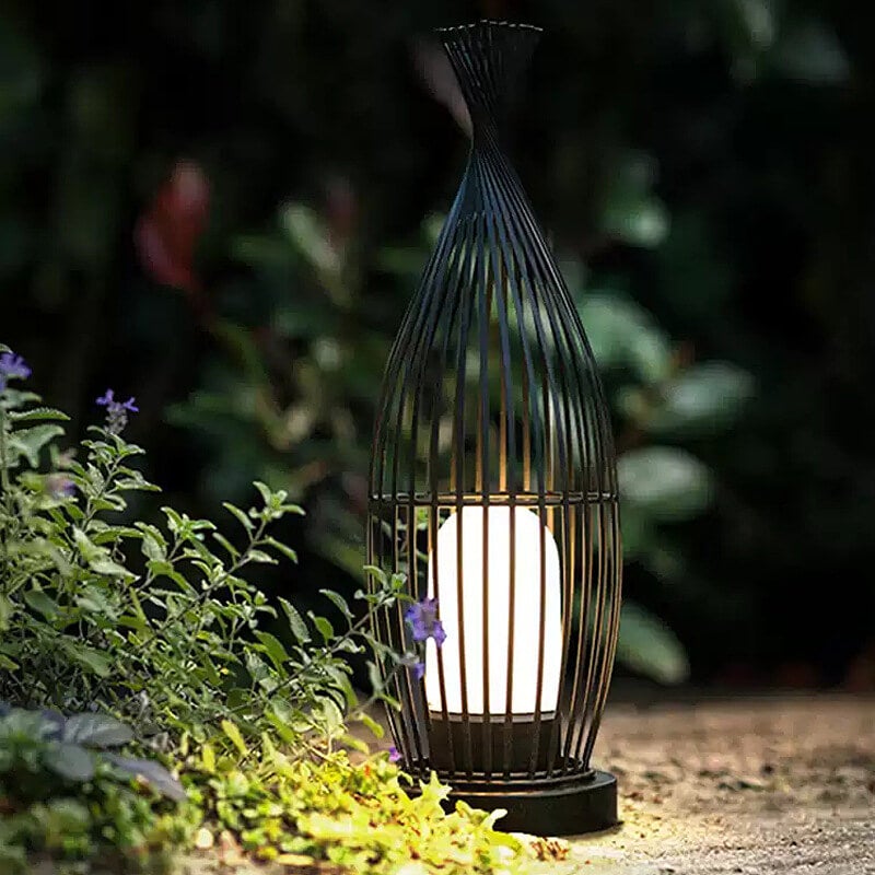 Lampe de sol étanche rétro en fer ovale à une lumière pour extérieur 