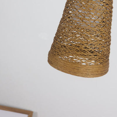 Bamboo Weaving 1-Light Cone LED-Pendelleuchte 