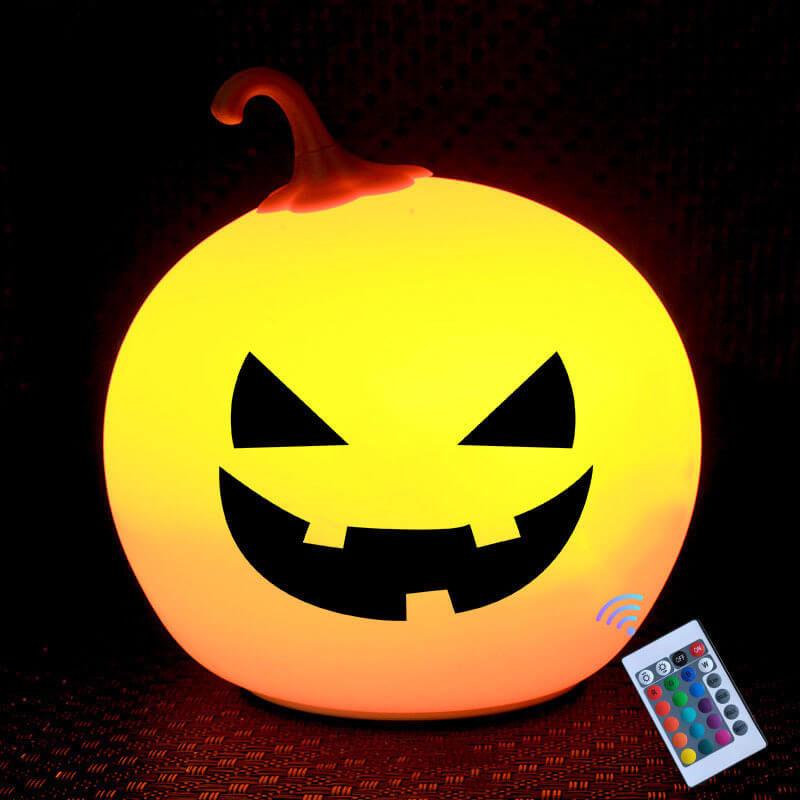 Halloween Round Pumpkin Pat Night Light Colorful Decorative LED Table Lamp