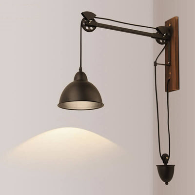 Industrial Retro Pulley Iron 1-Light Wall Sconce Lamp