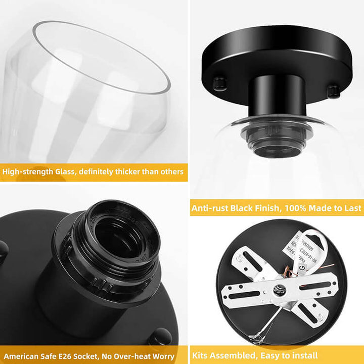 Klare Glas 1-Licht Glocke Deckenleuchte 