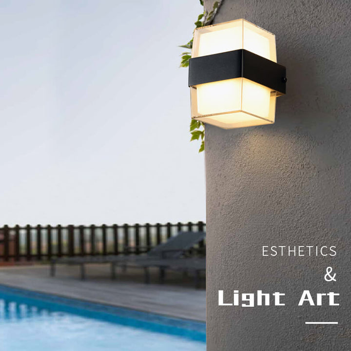 Moderne wasserdichte quadratische LED 1-Licht Außenwandleuchten 