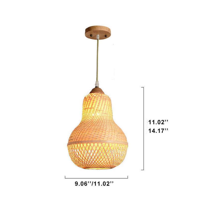 Creative Bamboo Weaving Gourd Shape 1-Light Pendant Light