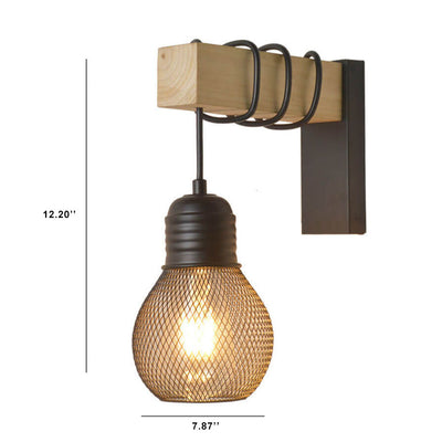 Vintage Loft Mesh Shade Bulb Shape 1-Light Wall Sconce Lamp