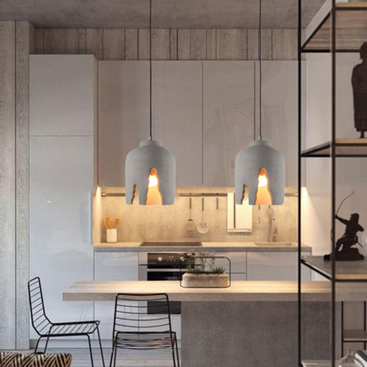 Luminaire suspendu industriel créatif à 1 lumière en ciment Notch 