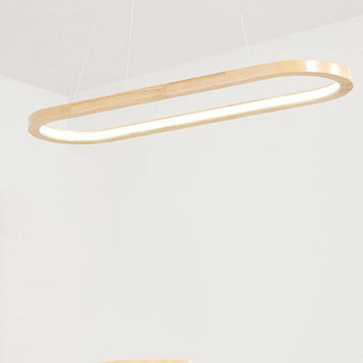 Modern Minimalist Wooden Linear Round 1-Light LED Chandeliers