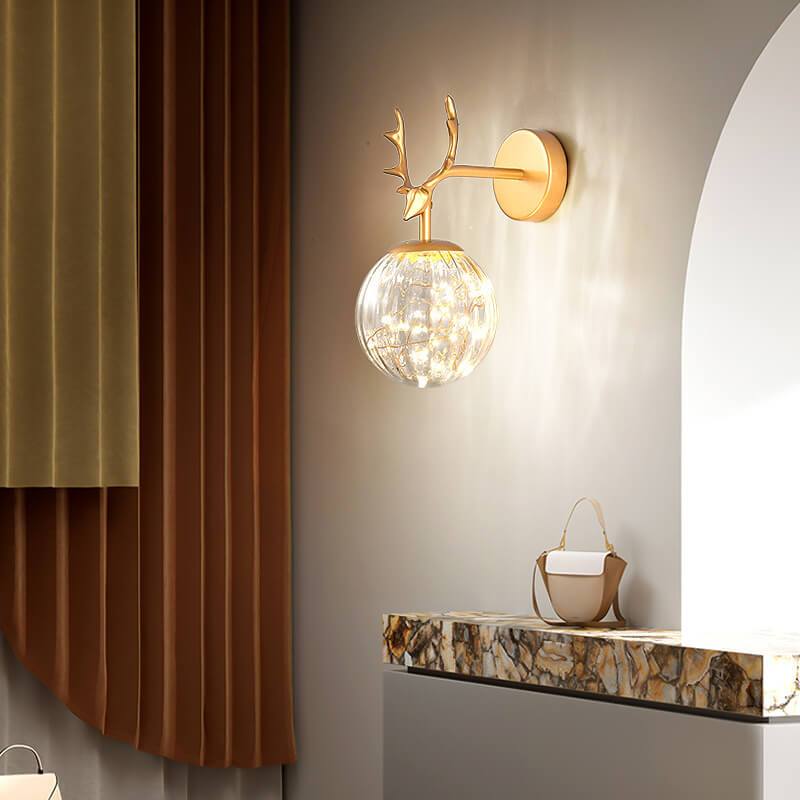 Moderne Geweih-Glaskugel-LED-Wandleuchten 