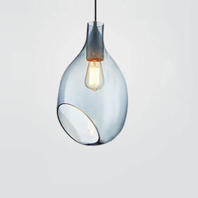 Modern Minimalist Oval Bottle Glass 1-Light Pendant Light