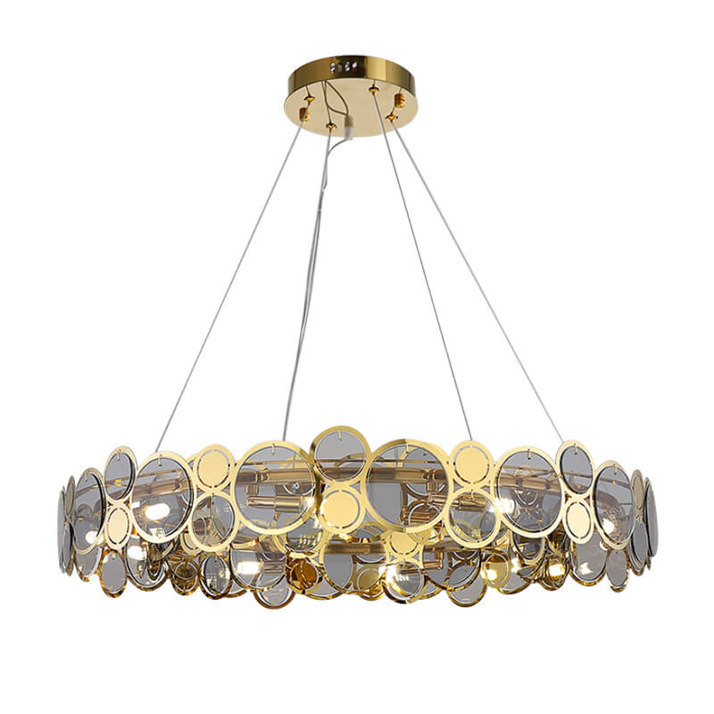 Modern Round Iron Glass 6/8 Light Led Chandeliers