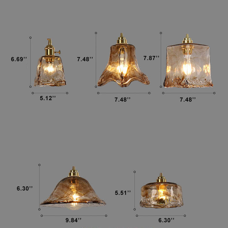 Vintage Amber Glas 1-Licht Pendelleuchte 