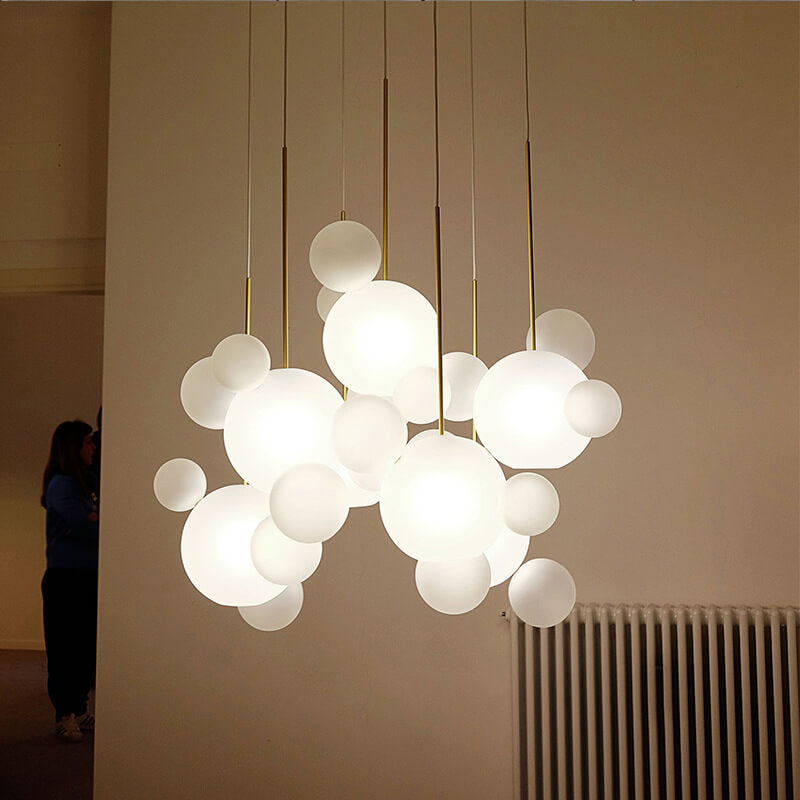 Modern Atom Mickey Head Bubble Glass Ball 1-Light LED Pendant Light