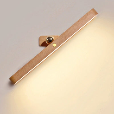 Modern Simplicity Wooden Long Bar Touch LED Mirror Front Light USB Wall Sconce Lamp