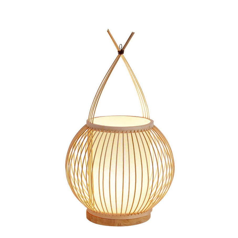 Lampe de Table à 1 Lumière en Tissage de Bambou Moderne 