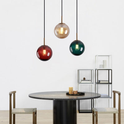Modern Colored Water Glass Orb 1-Light Pendant Light