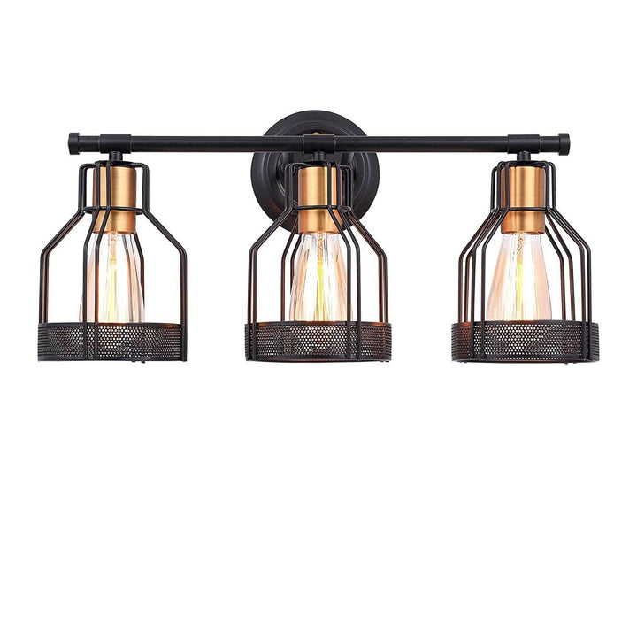 Lámpara de Aplique de Pared de Jaula de Hierro Forjado Industrial Vintage de 3 Luces 