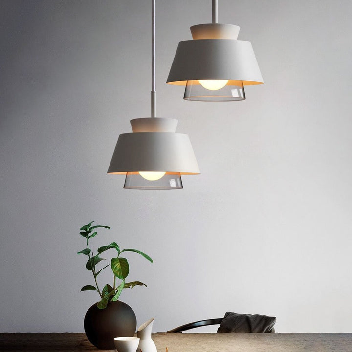 Lámpara colgante de 1 luz de cilindro de metal de macarons modernos 