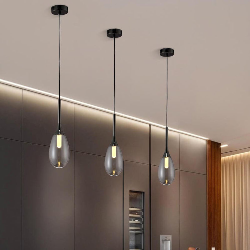 Nordische minimalistische Glastropfen-1-Licht-LED-Pendelleuchte 