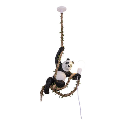 Creative Resin Panda Hemp Rope 1-Light  Pendant Light