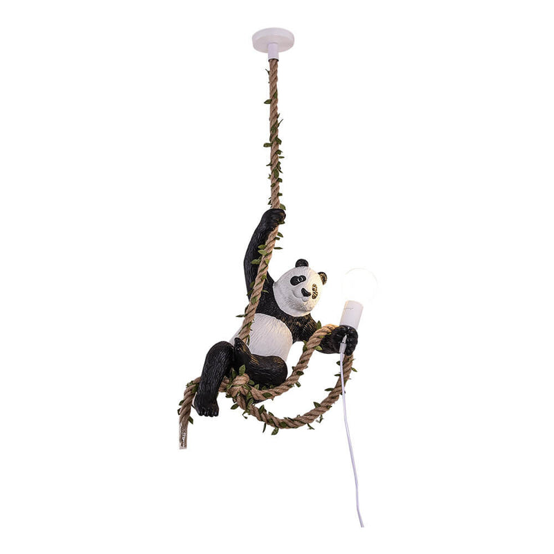 Creative Resin Panda Hanfseil 1-Licht-Pendelleuchte 