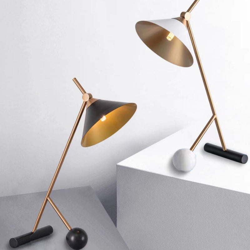 Industrial Metal Horn Shape Shade 1-Light Table Lamp