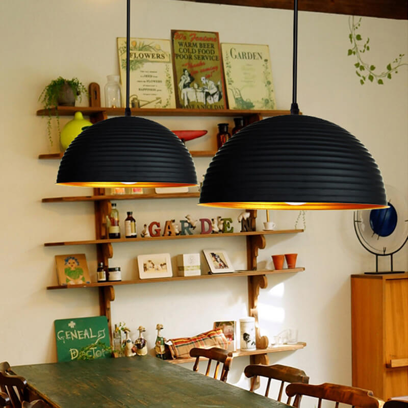 Industrial Wrought Iron Dome 1-Light Pendant Light