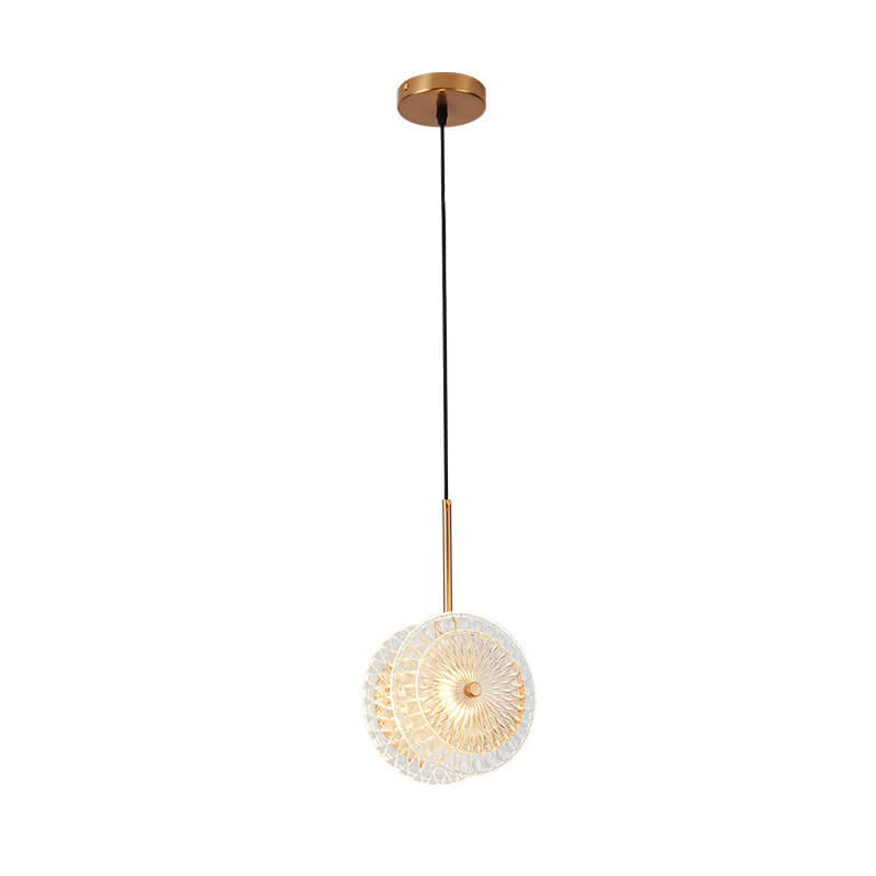 Modern Crystal Glass Disc 1-Light LED Pendant Light