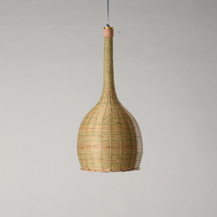 Bamboo Weaving Bottle Shape 1-Light Chinese Style Pendant Light