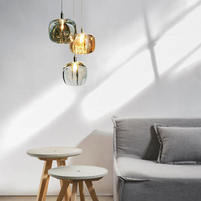 Modern Clear Glass 1-Light Cube Pendant Light