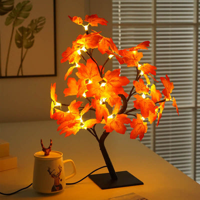 LED Maple Leaf Light 24 Lights Christmas Day Decoration USB Tree Table Lamp
