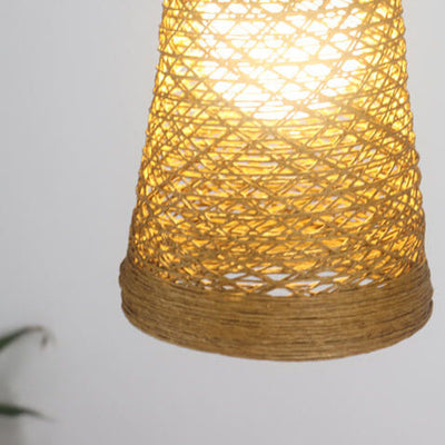 Bamboo Weaving 1-Light Cone LED-Pendelleuchte 