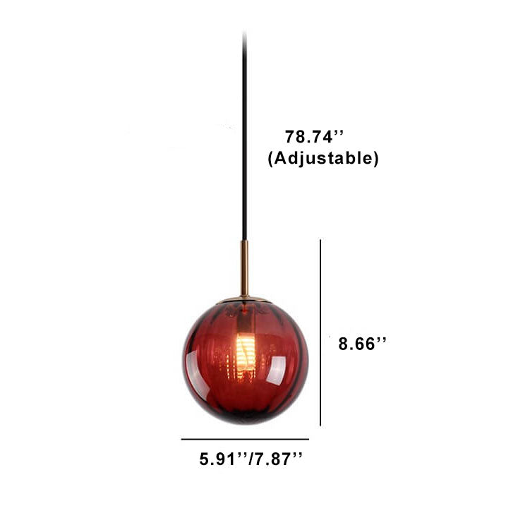 Modern Colored Water Glass Orb 1-Light Pendant Light
