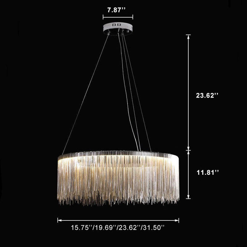 Modern Circular Metal Tassel 1-Light LED Chandeliers