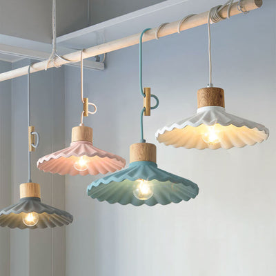 Modern Macaron Cement Scalloped Shade 1-Light Pendant Light