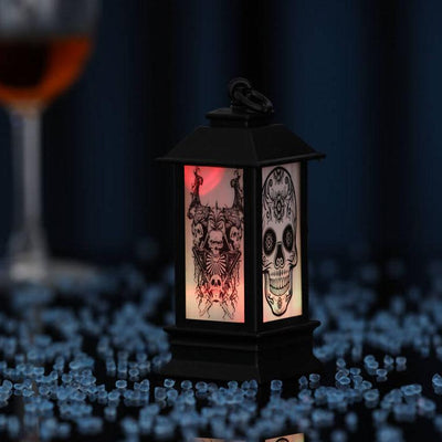 Halloween Glowing Oil Lamp Ornament Skeleton Pumpkin Decorative Battery Table Lamp