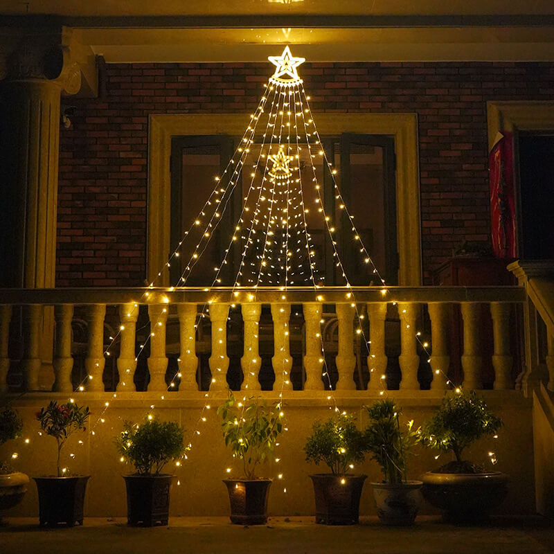 Lumières LED en forme de météores de Noël en cascade d&
