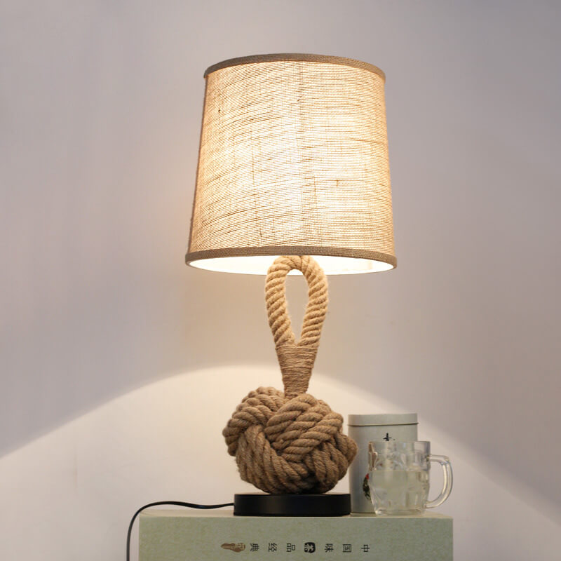 Vintage Fabric Twine Knot 1-Light Table Lamps