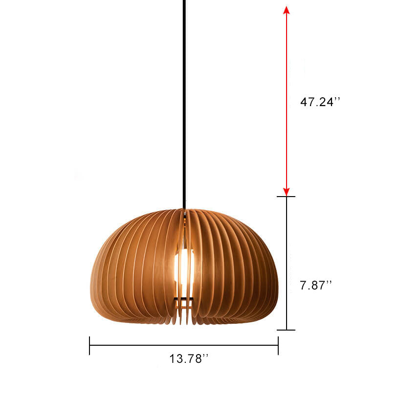 Lámpara colgante de calabaza vintage de madera con 1 luz 