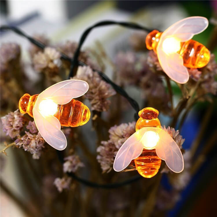 Lumières LED Étanches Solaires Extérieures Abeilles Décoration de Fête Festival Guirlande Lumineuse 