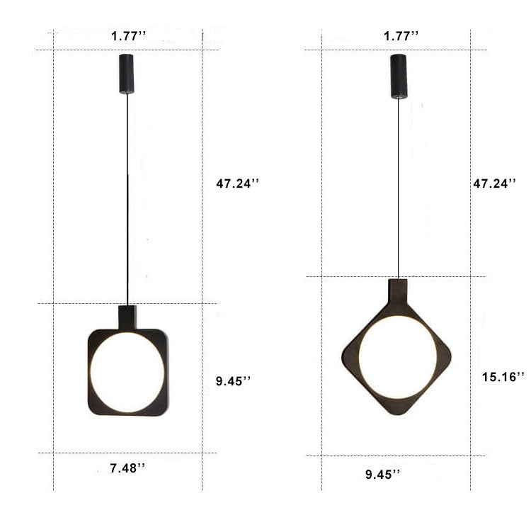 Modern Minimalist Black Geometrical Shape 1-Light LED Pendant Light