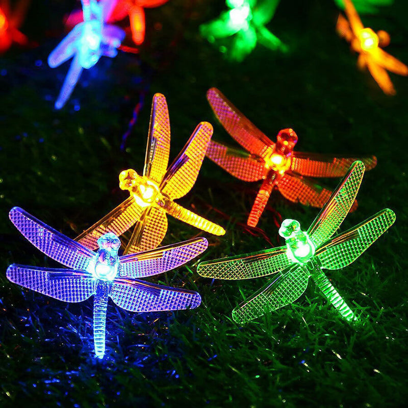 Guirlandes Lumineuses LED Étanches à Énergie Solaire avec Libellules pour Décoration de Fête et Festival 