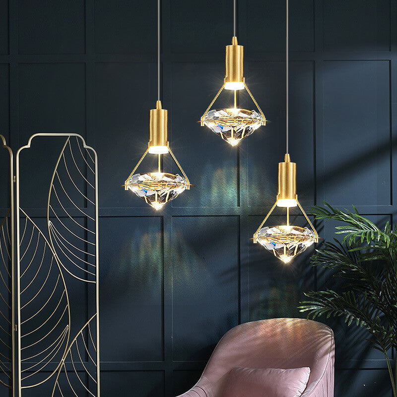 ضوء قلادة LED الكريستال الماسي الحديث 