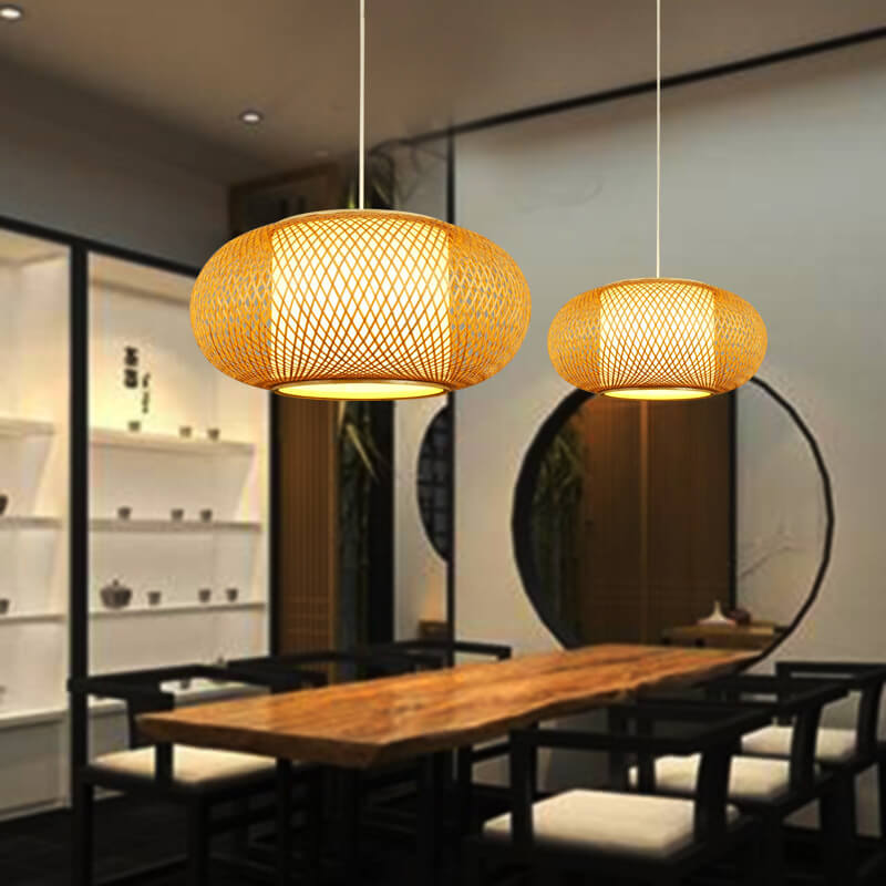 Modern Bamboo Weaving 1-Light Globe LED Pendant Light