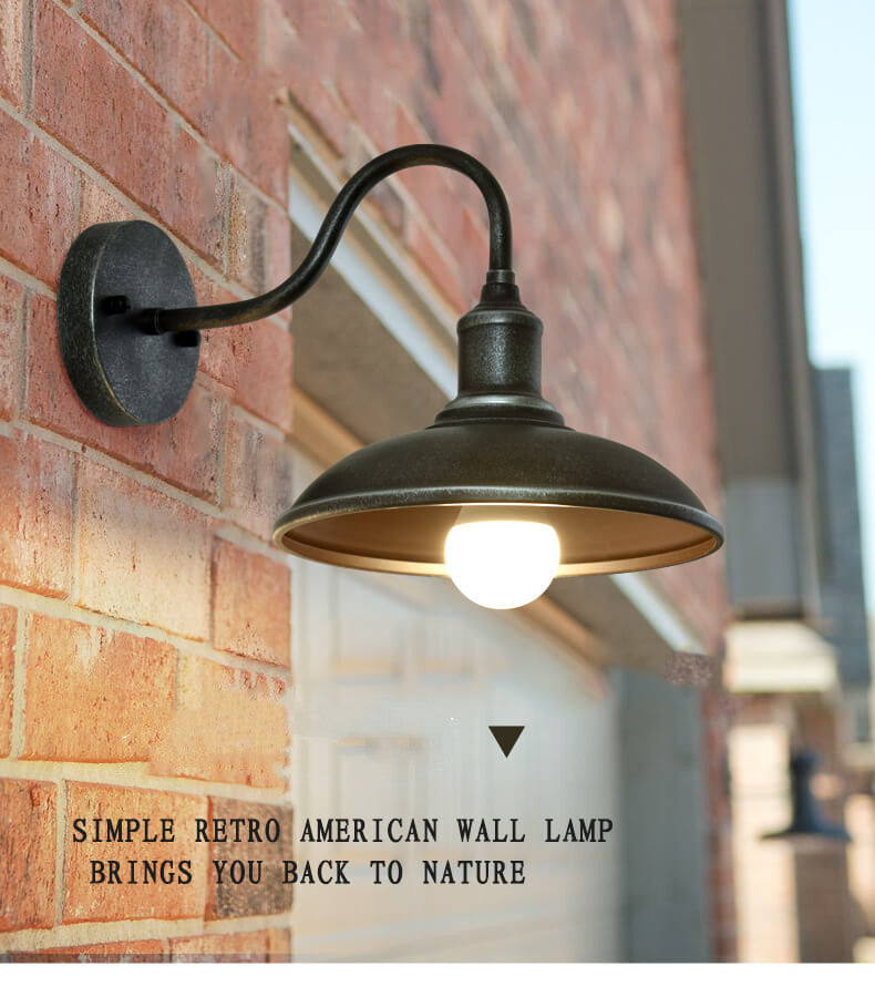 Retro Iron 1-Light Dome Outdoor Wall Lighting