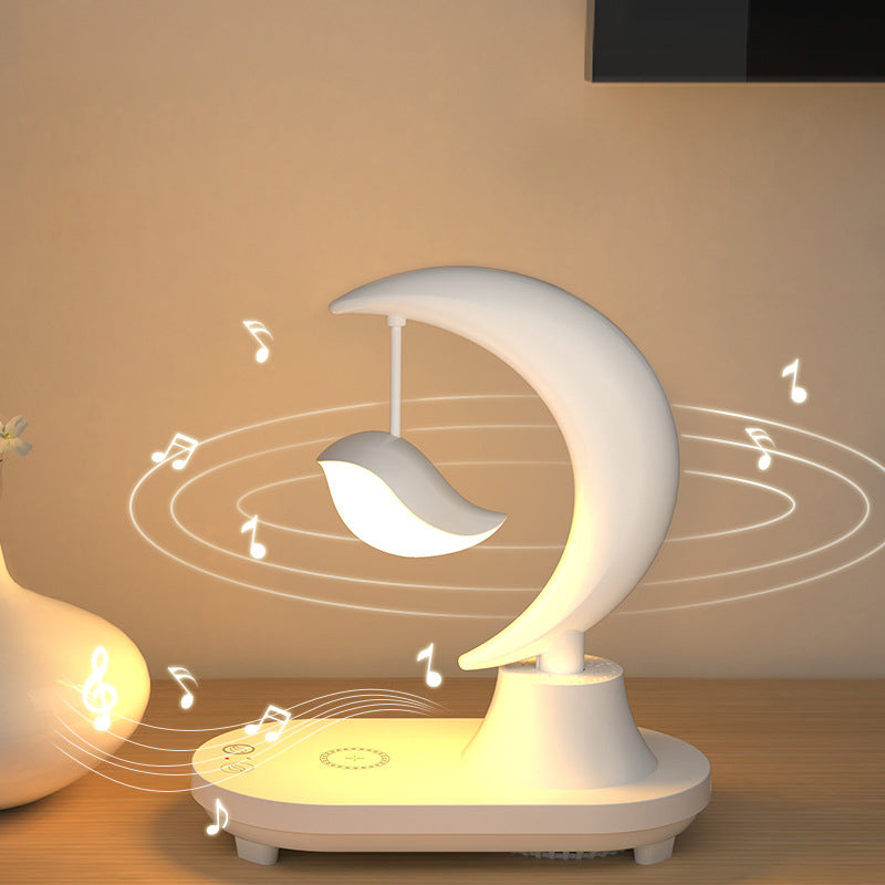 Modern Art Deco ABS Moon Shape Bluetooth Speaker Night Light LED Table Lamp